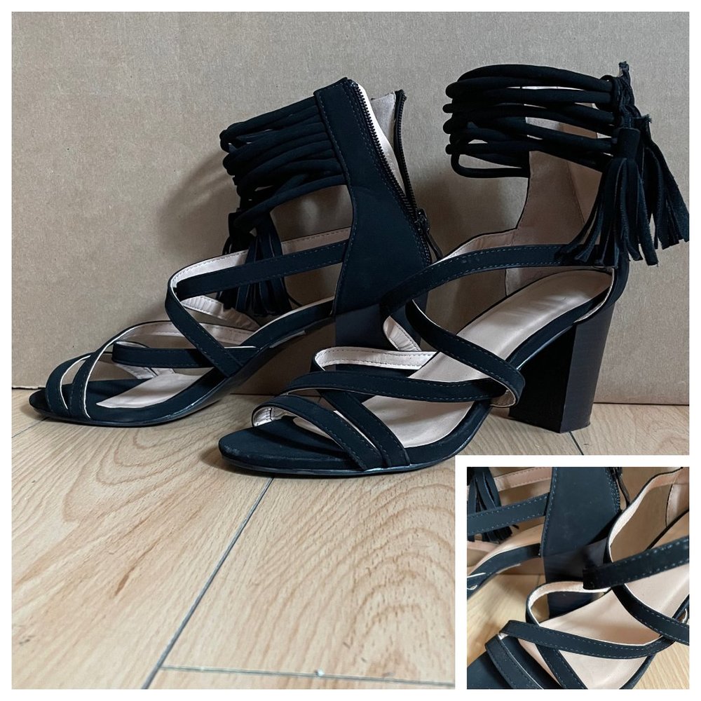 Black zipper heels